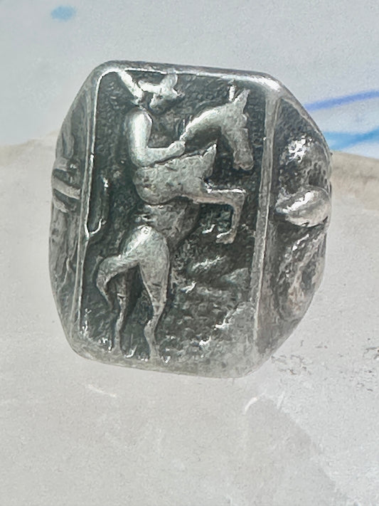 Bucking Bronco ring Horse Cowboy cactus snake southwest size 8.50 sterling silver