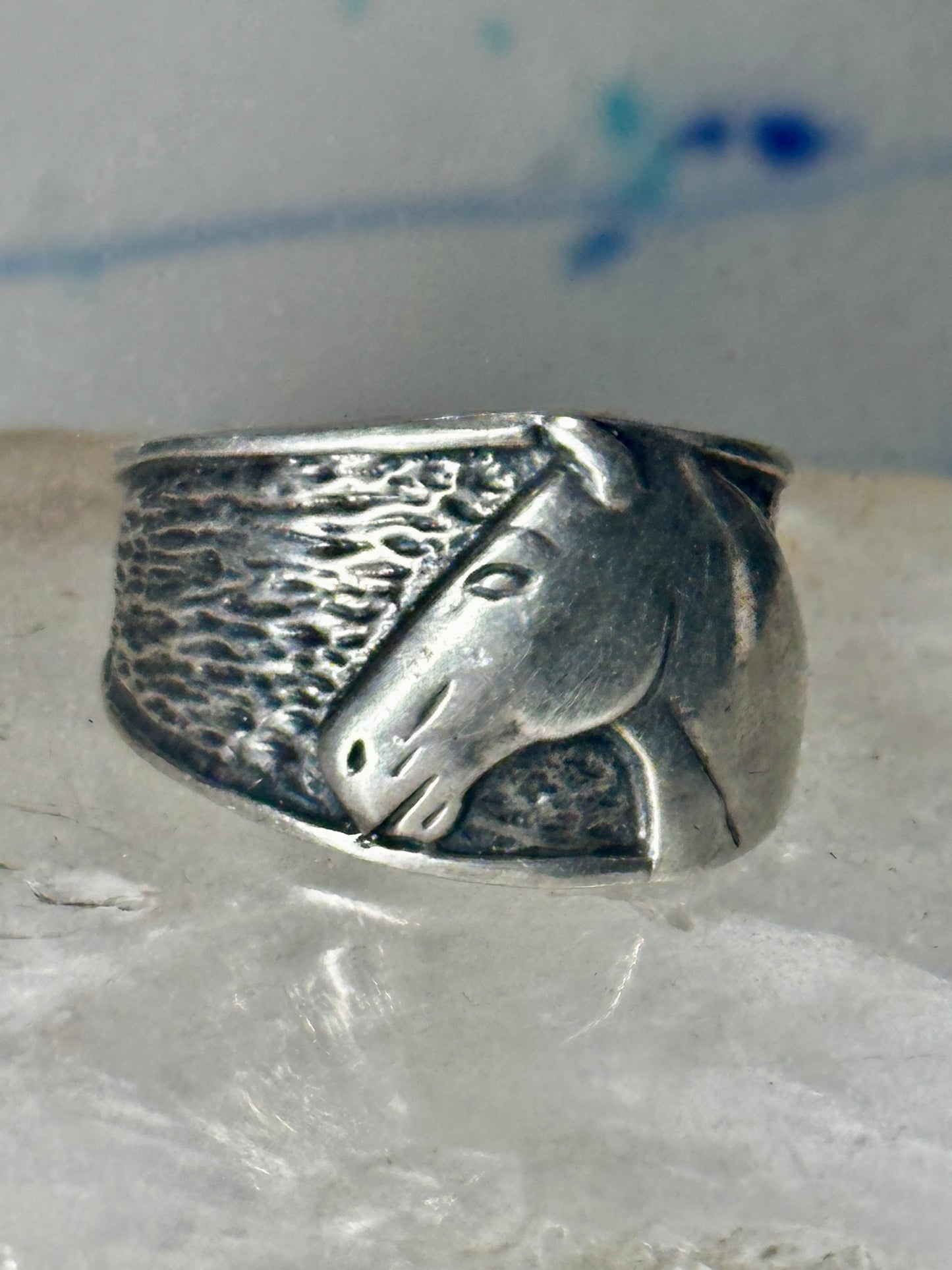 Horse ring horse face cowgirl southwestern band size 5.50 sterling silver women girls