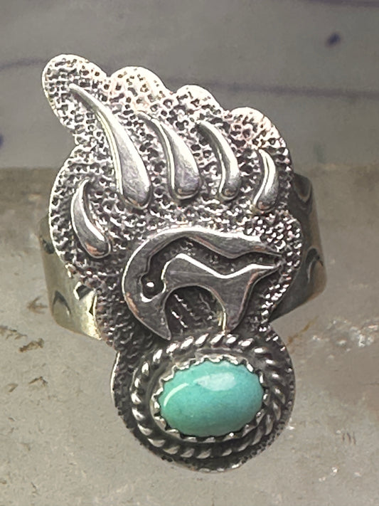 Navajo bear ring turquoise size 7.75 sterling silver girls women men