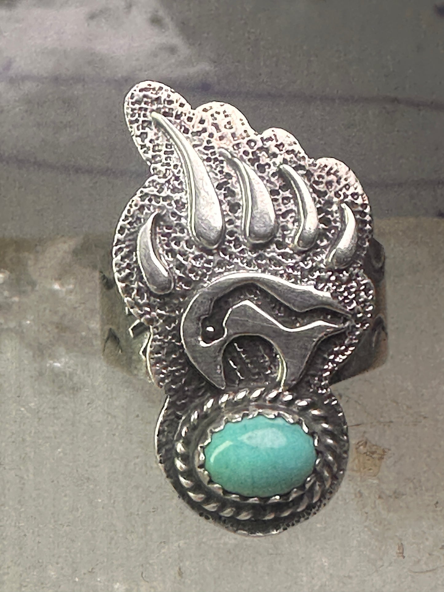 Navajo bear ring turquoise size 7.75 sterling silver girls women men