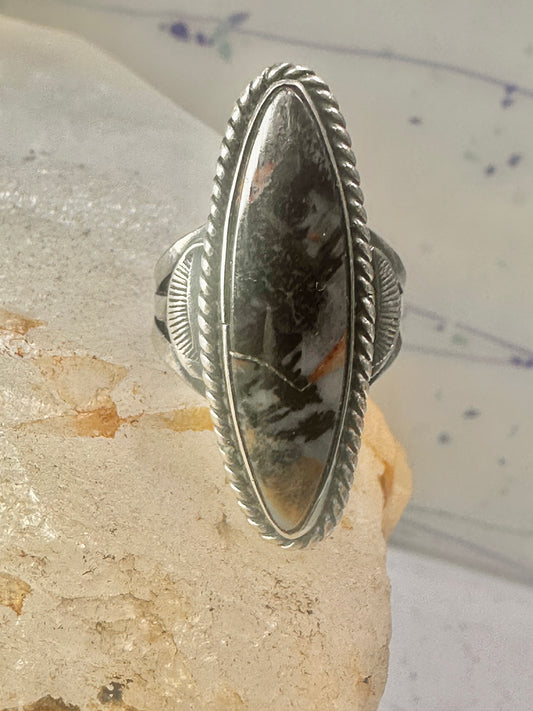 Long agate ring Navajo size 5 sterling silver pinky women girls
