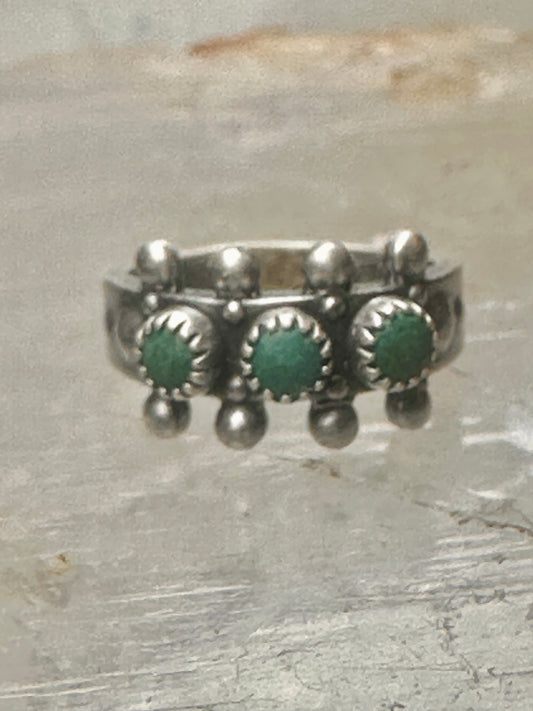 Zuni ring size 1 Turquoise Petite point band baby tiny pinky sterling silver women