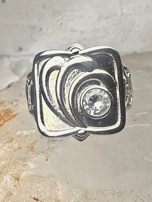 Poison ring CZ square size 6.75 modern sterling silver women