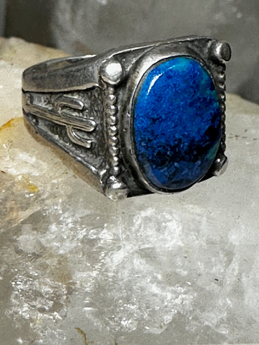 Blue Lapis Lazuli Ring southwest cactus band Size 8.25 Sterling Silver