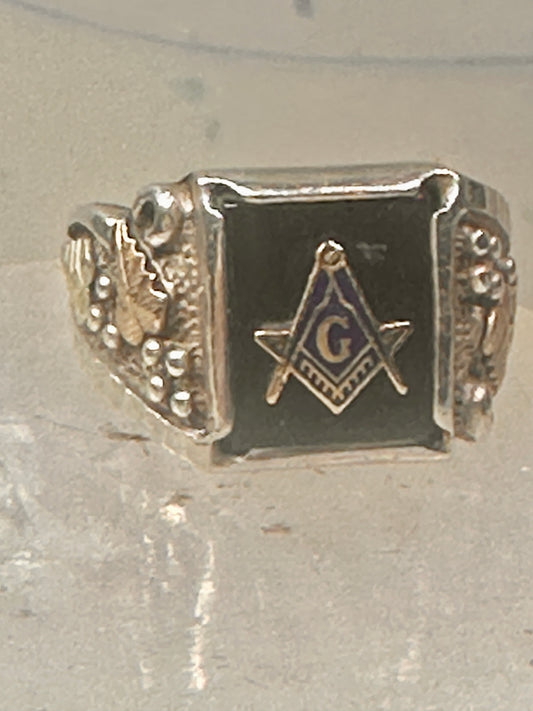 Masonic ring size 8.5 Black Hills Gold band 12K sterling silver men Coleman