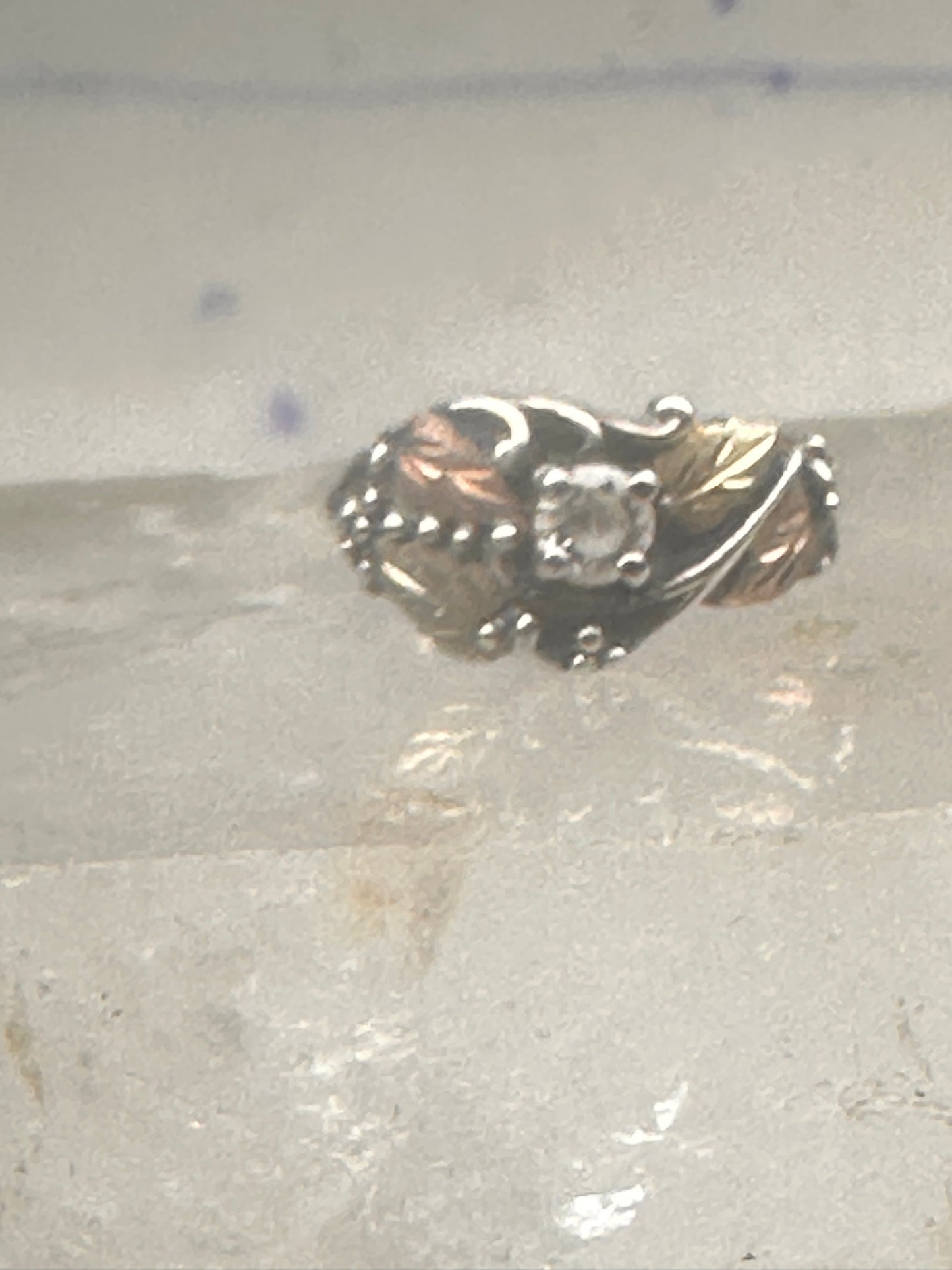 Black Hills Gold ring leaves CZ band size 5.75 sterling silver women girls
