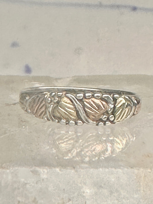 Black Hills Gold ring slender leaves wedding band size 5 sterling silver women girls