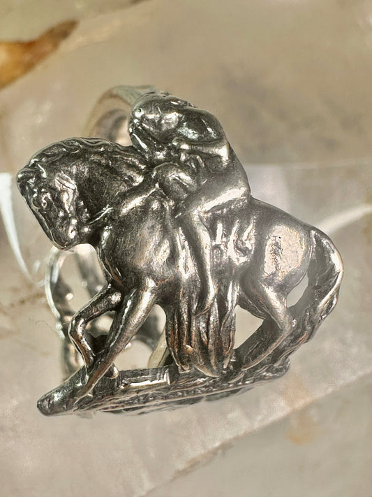 Lady Godiva Spoon Ring on a Horse sterling silver band size 7 sterling silver