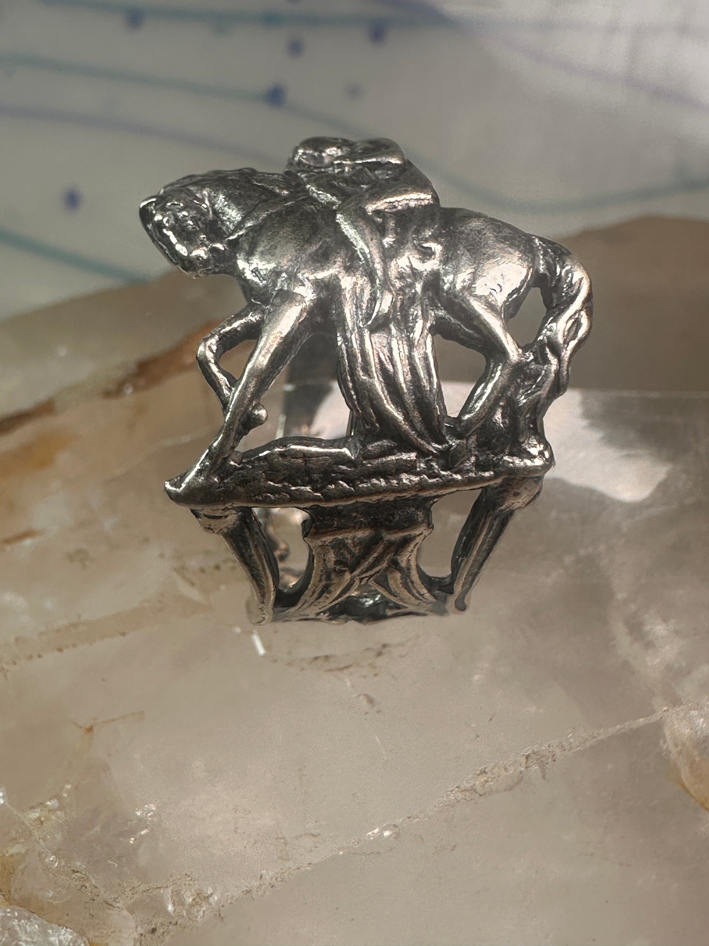 Lady Godiva Spoon Ring on a Horse sterling silver band size 7 sterling silver