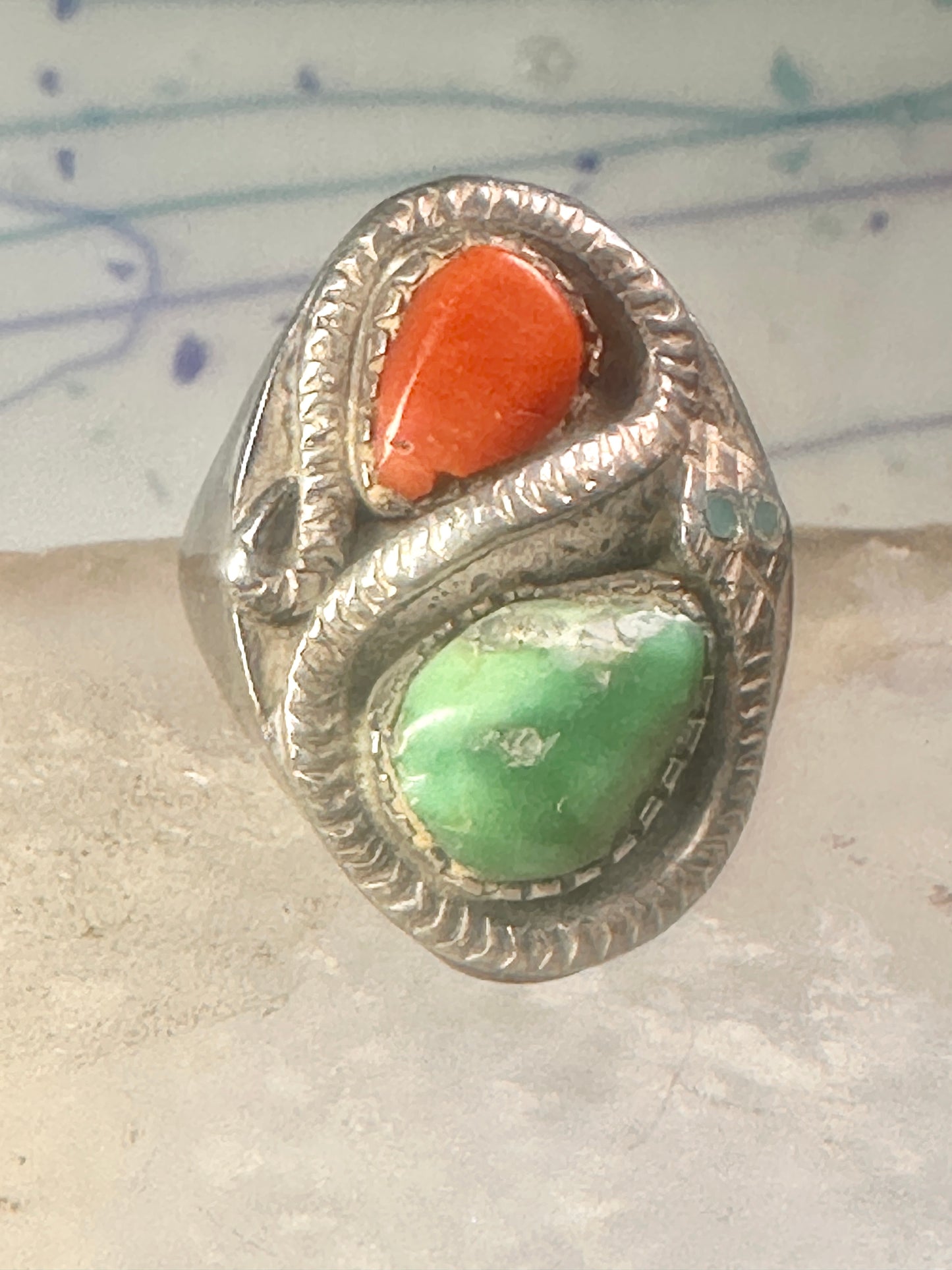 Navajo ring snake size 11 turquoise sterling silver men women