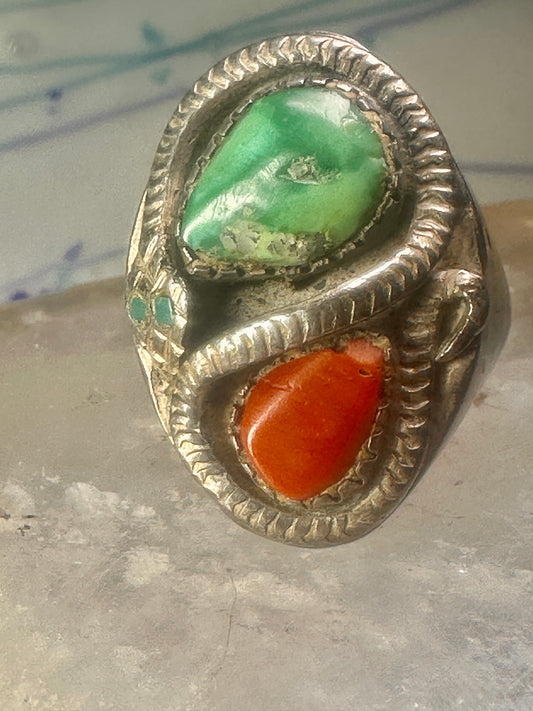 Navajo ring snake size 11 turquoise sterling silver men women