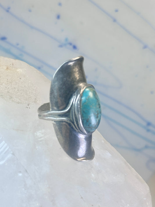 Turquoise ring full finger band size 7.50 sterling silver women