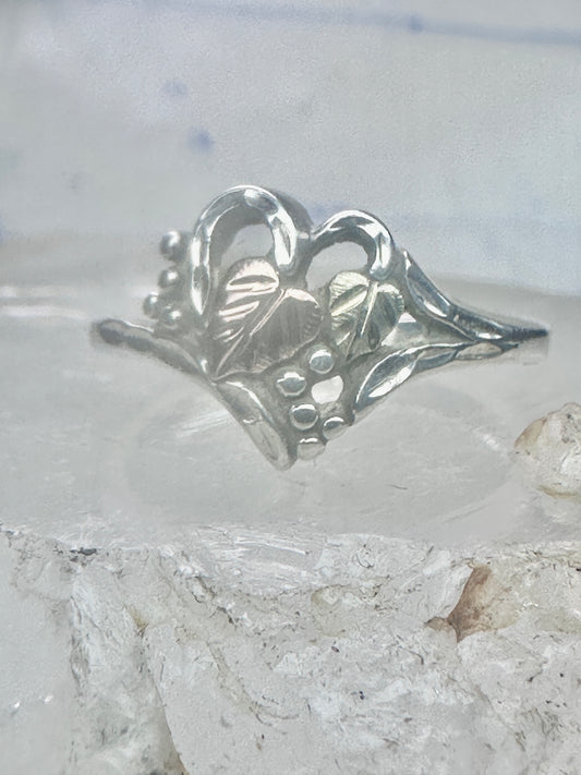 Black Hills Gold ring heart love Valentine leaves floral size 8.25 sterling silver women