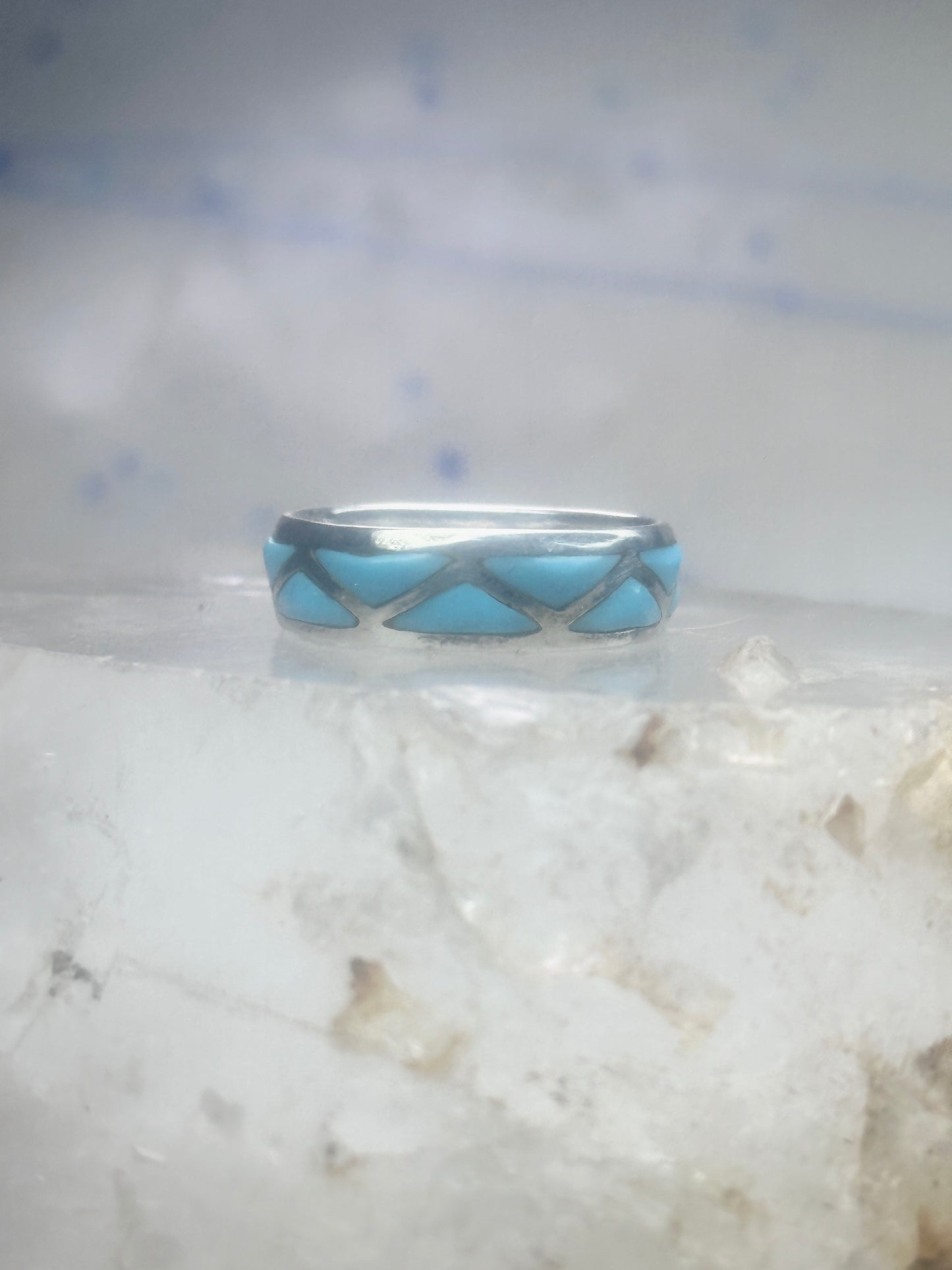 Zuni ring turquoise wedding band size 9.25 sterling silver women men
