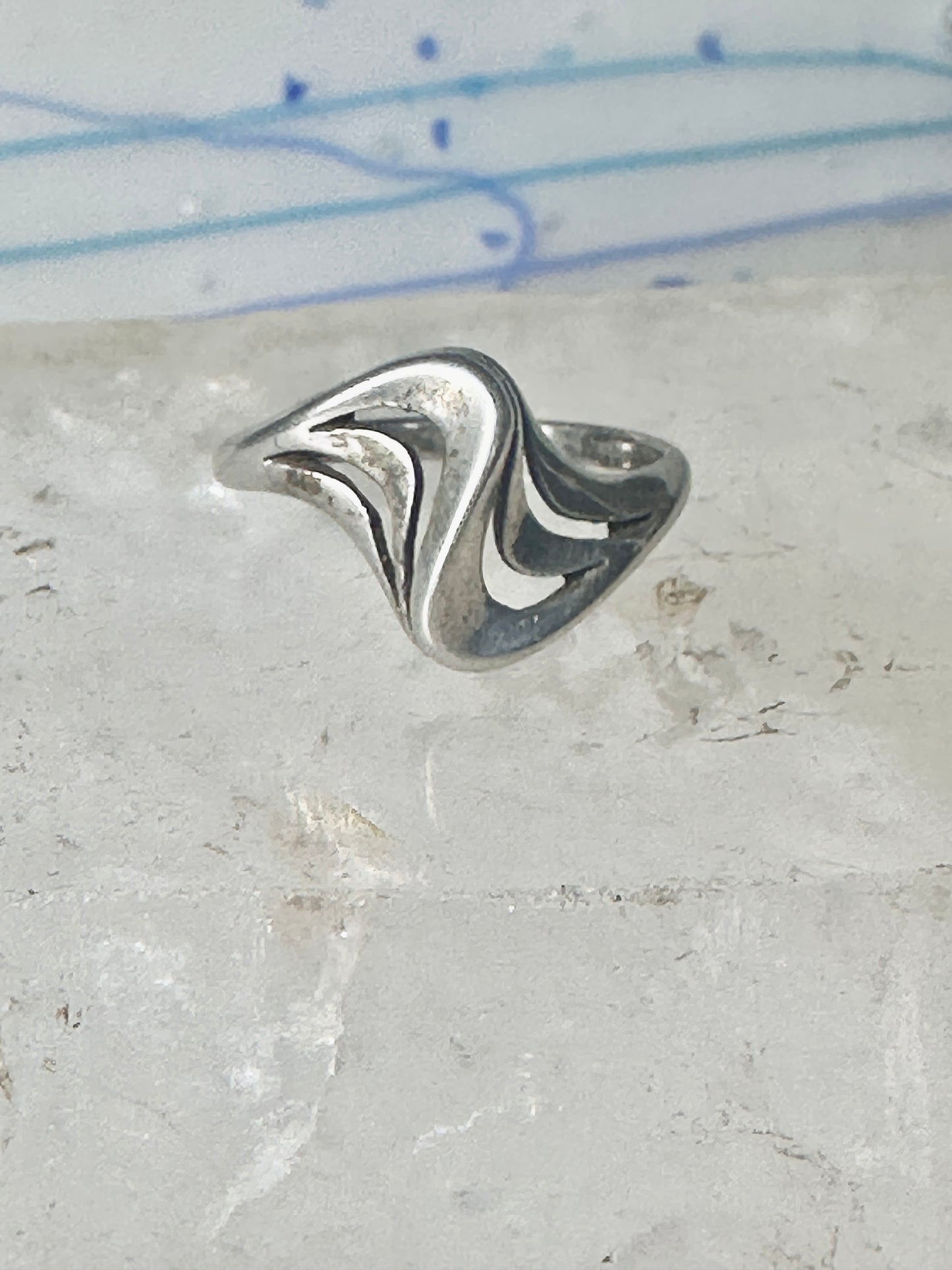 Wave ring swirl band size 7 sterling silver women girls