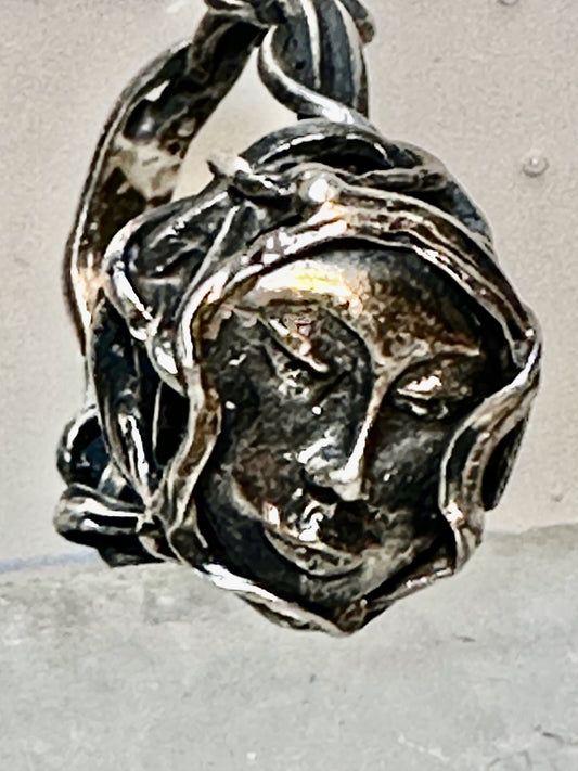 Lady face ring brutalist style size 10.75 sterling silver women