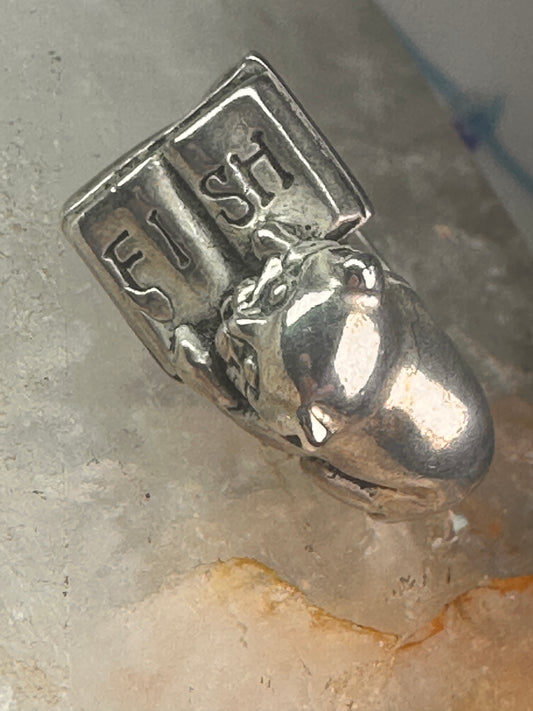 Cat ring reading Fish Book pinky band sterling silver size 4.75 sterling silver