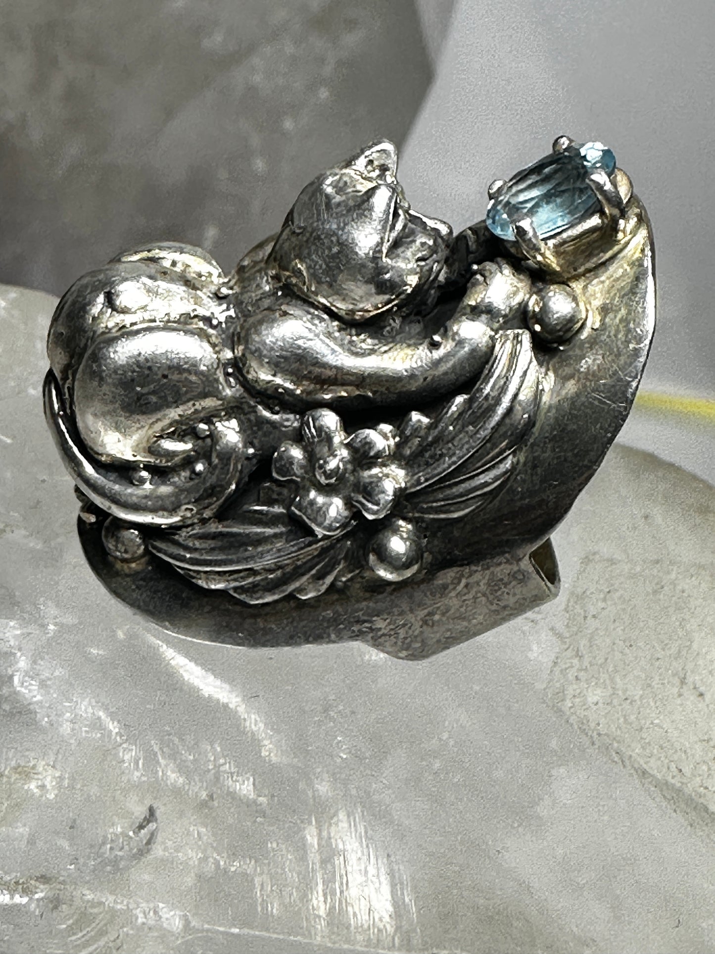 Cat Ring Carol Felley band Size 5 Sterling Silver