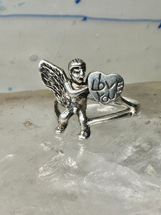 I Love You ring Heart Cupid Valentine size 7.75 sterling silver women