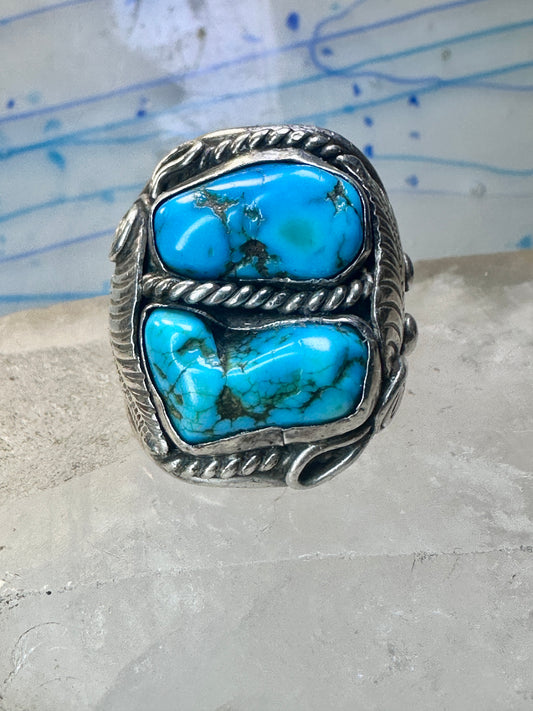 Navajo ring turquoise band leaves size 12 sterling silver women men