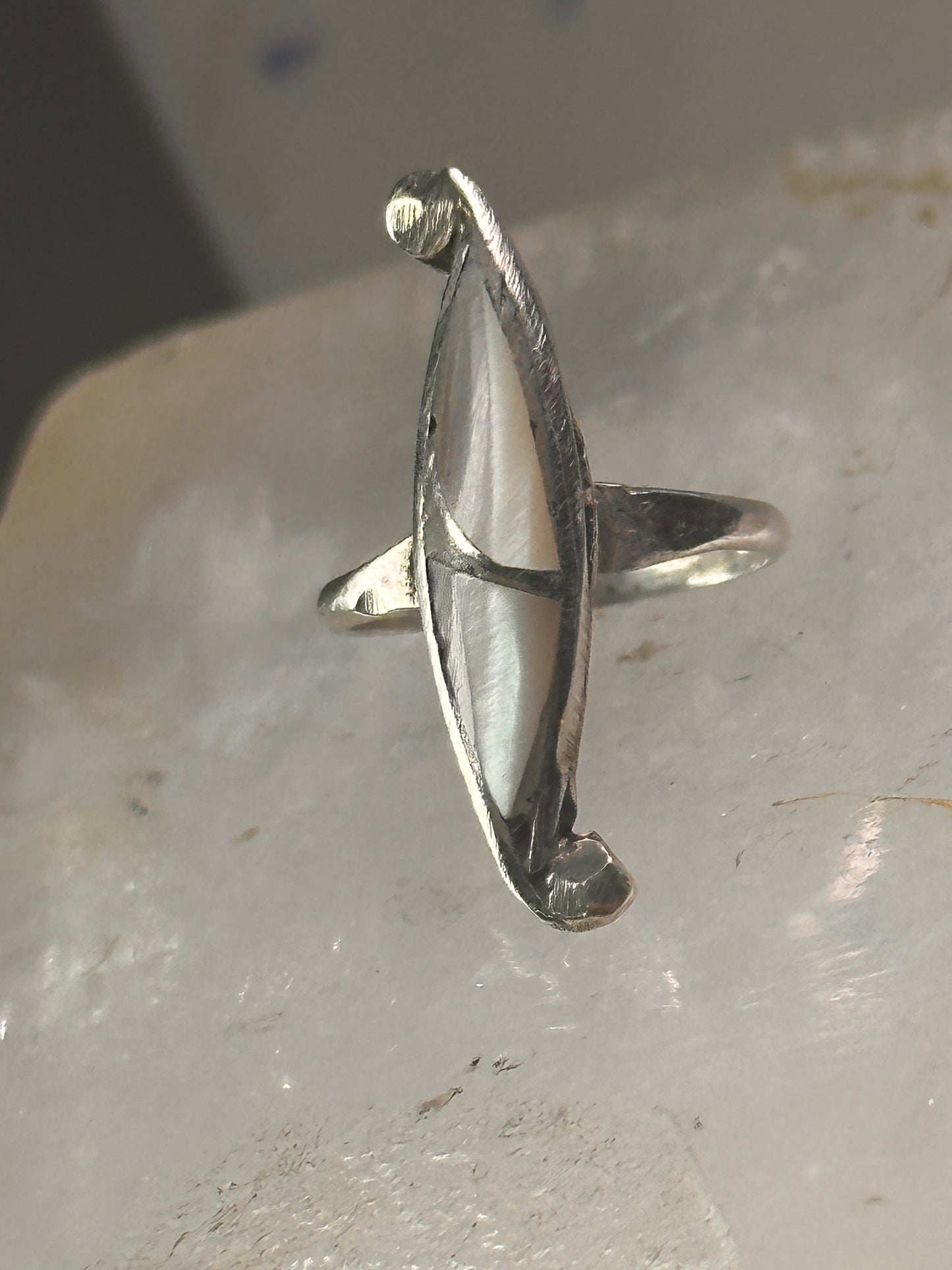 Navajo ring long mother of pearl size 2.50 sterling silver women girls