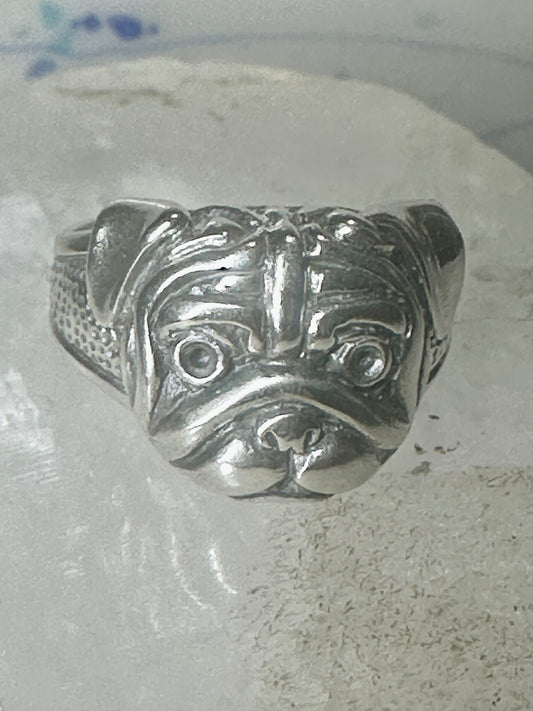 Dog ring bull dog band Size 9.75 sterling silver women men