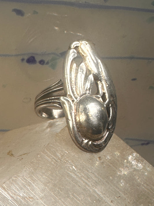 Bird ring size 6.75 floral sterling silver women girls