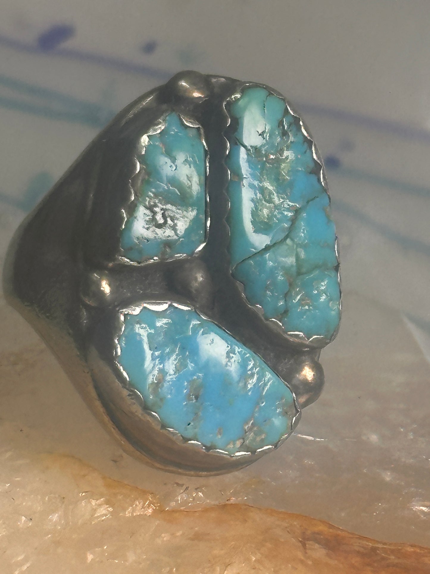 Navajo ring Turquoise heavy band size 9.5 sterling silver