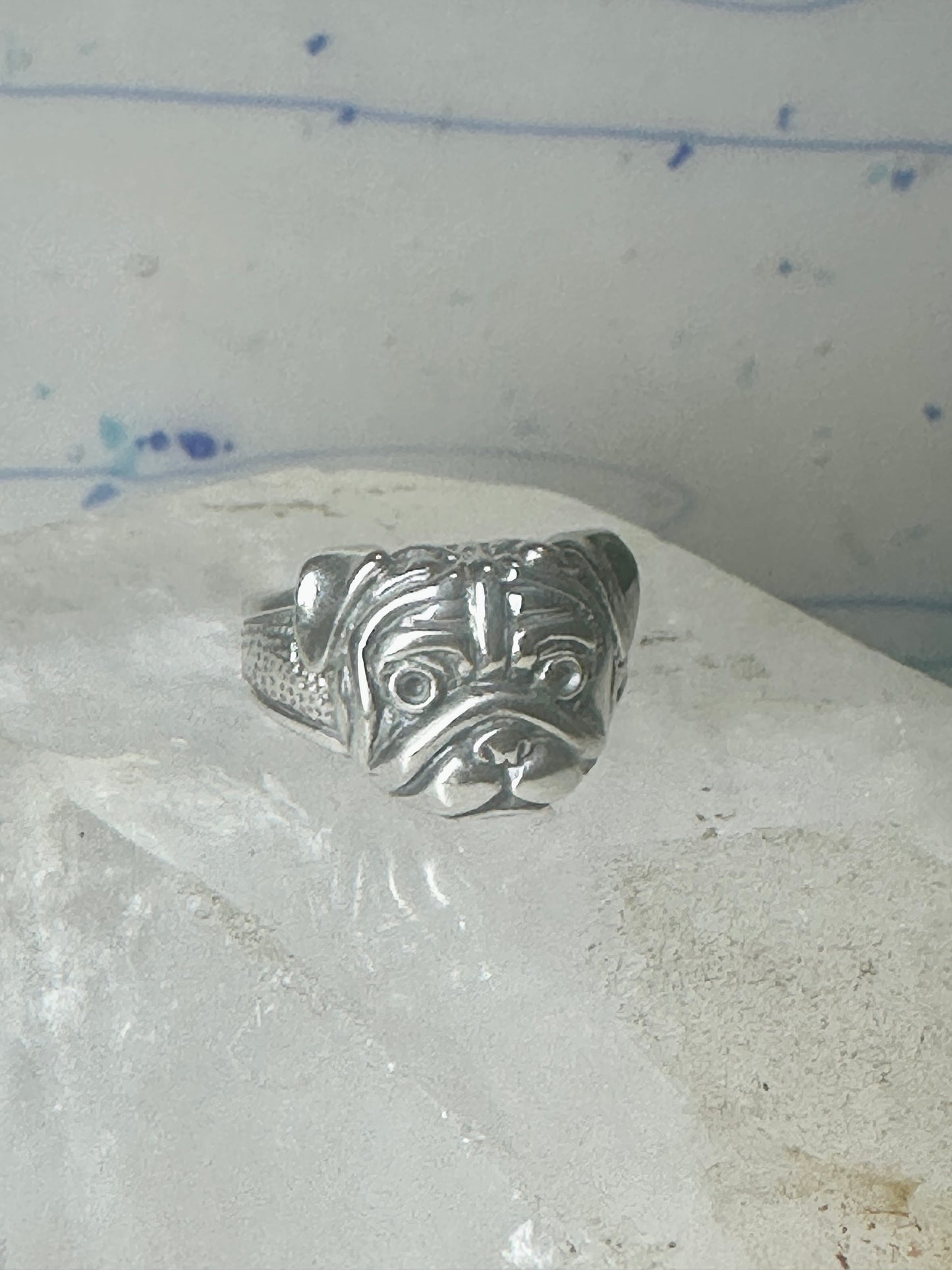 Dog ring bull dog band Size 9.75 sterling silver women men