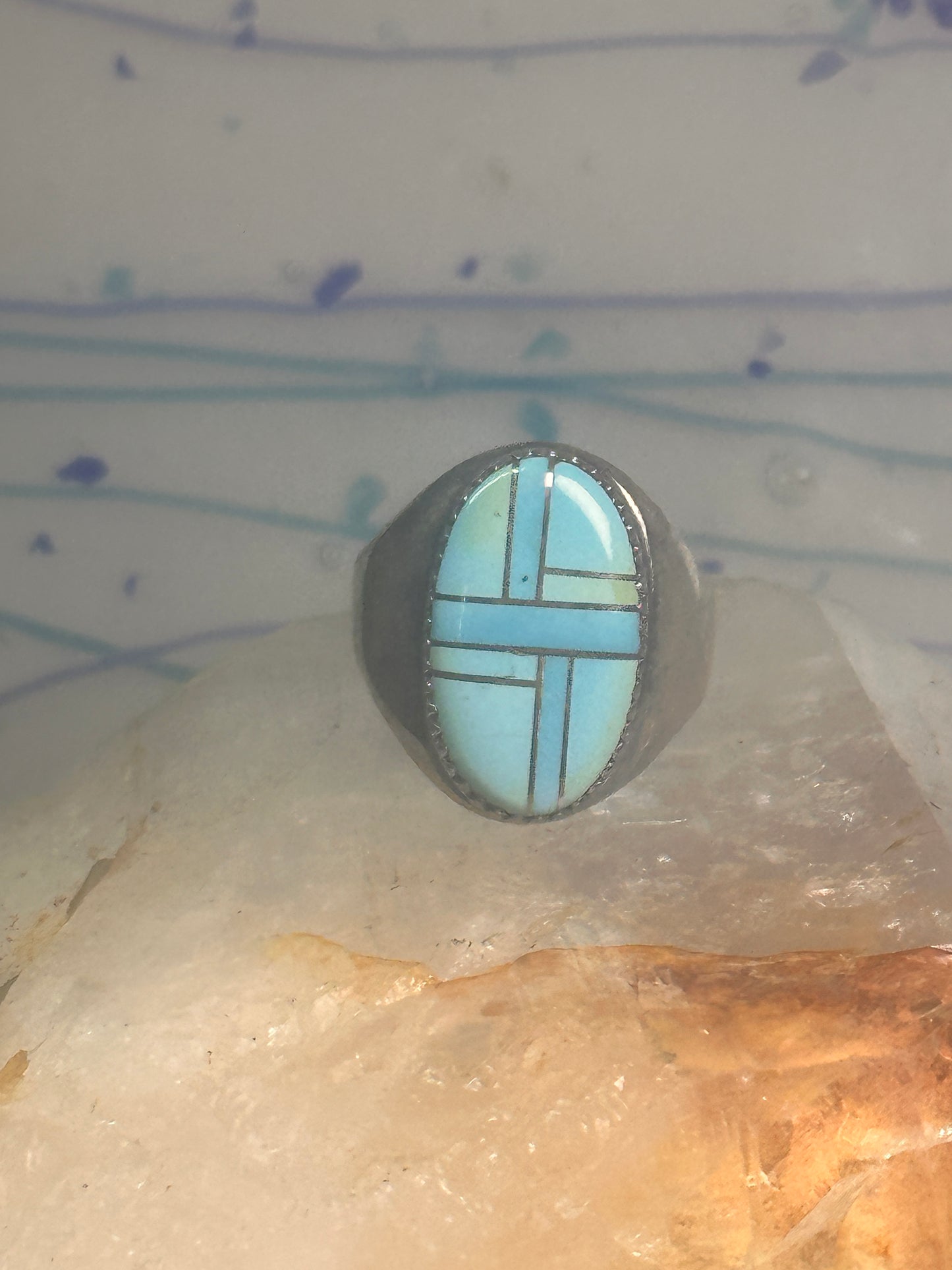 Zuni ring Turquoise band size 10.25 sterling silver