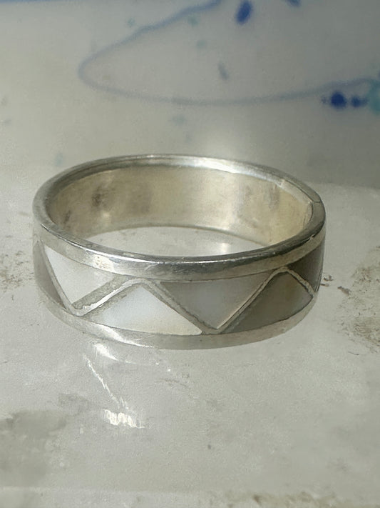 Zuni ring wedding band Mother of pearl Size 9.25 sterling silver women men