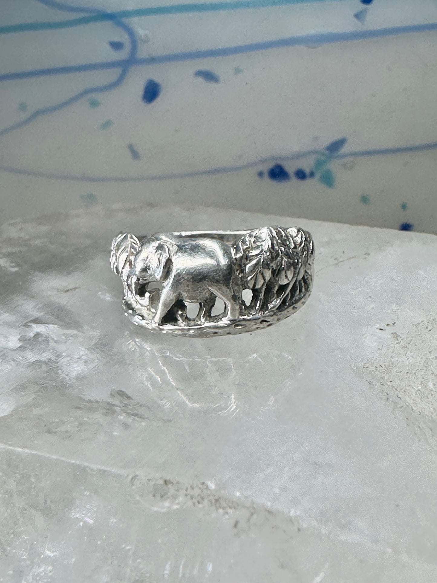 Elephant ring palm trees band size 5.75 sterling silver women girls