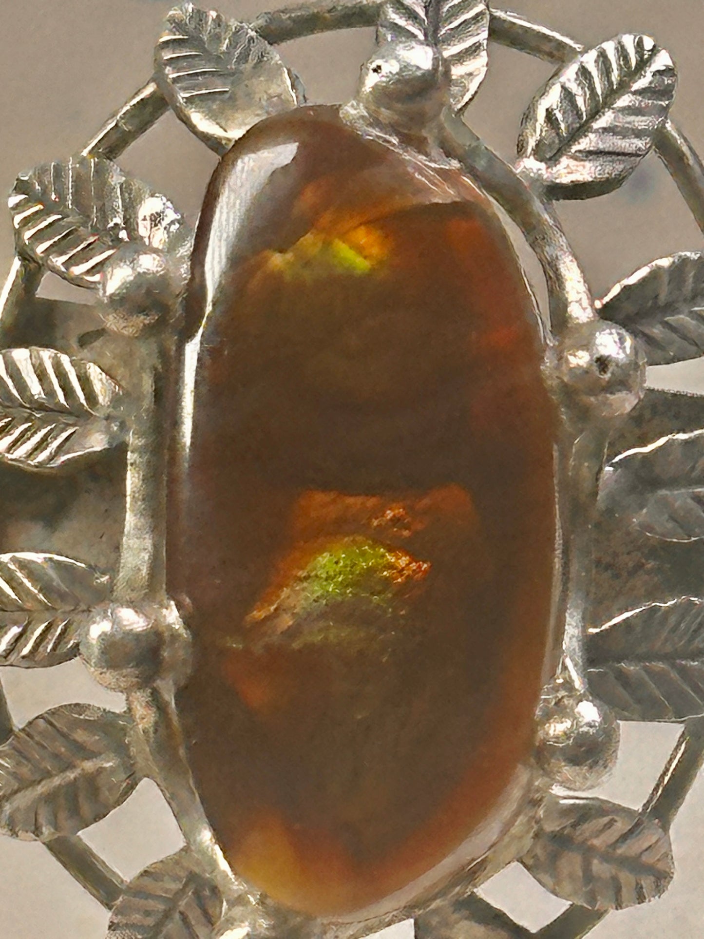 Fire Agate ring Feathers size 6 sterling silver women
