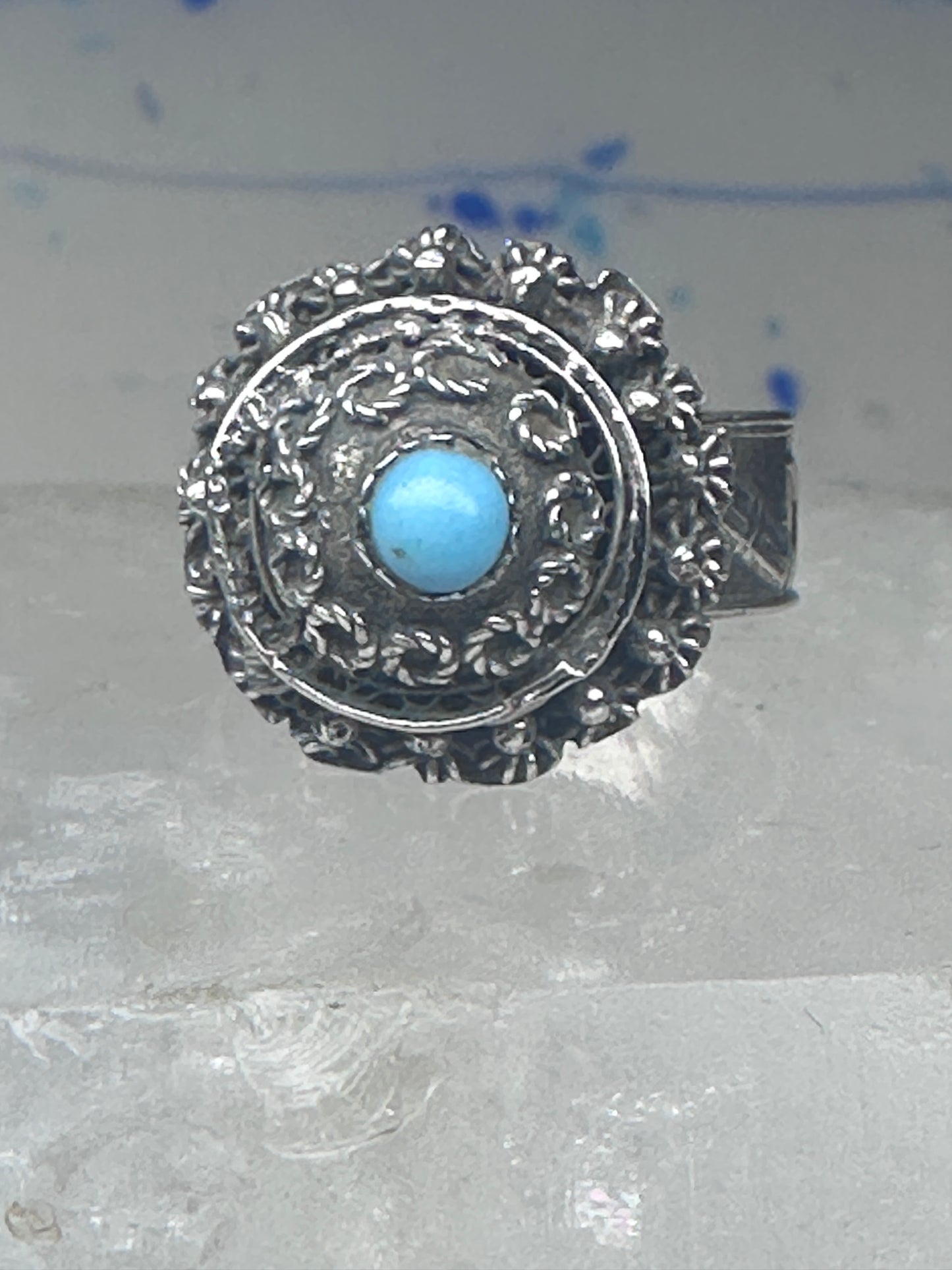 Poison Ring Size 6.7 adj Turquoise BOHO Egyptian images sterling silver