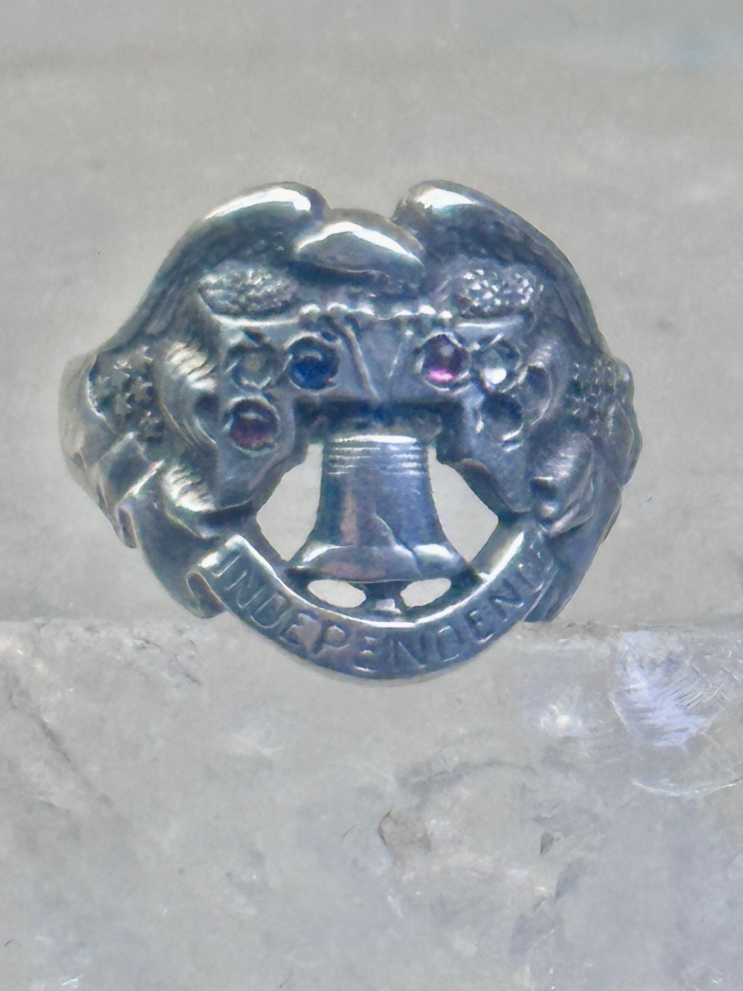 Eagle ring Liberty Bell Independence size 2.5 pinky Sterling silver women AS IS