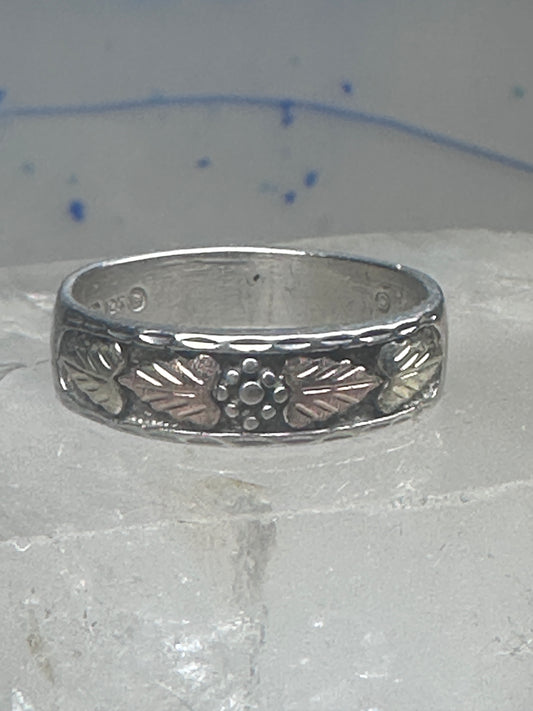 Black Hills Gold ring leaves wedding band size 12 sterling silver women men