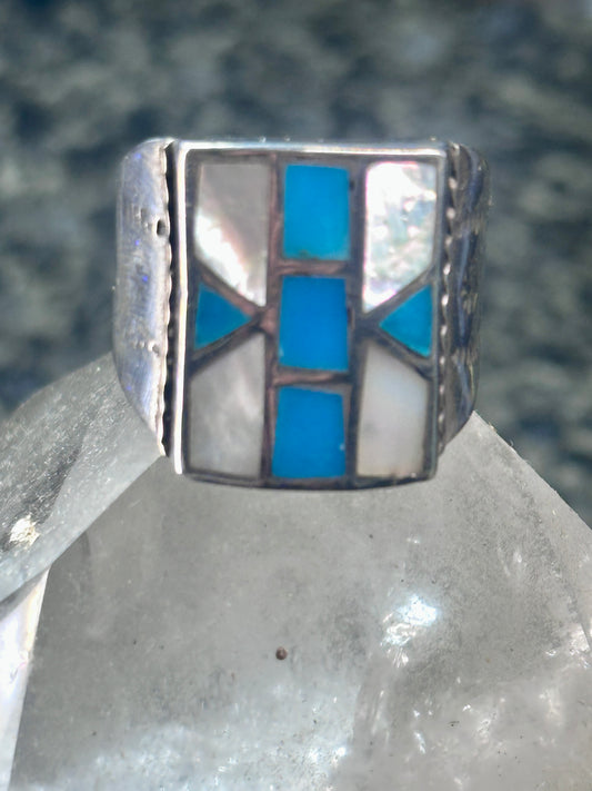 Navajo ring Turquoise Mother of Pearl Ring size 11.5 Sterling silver women men