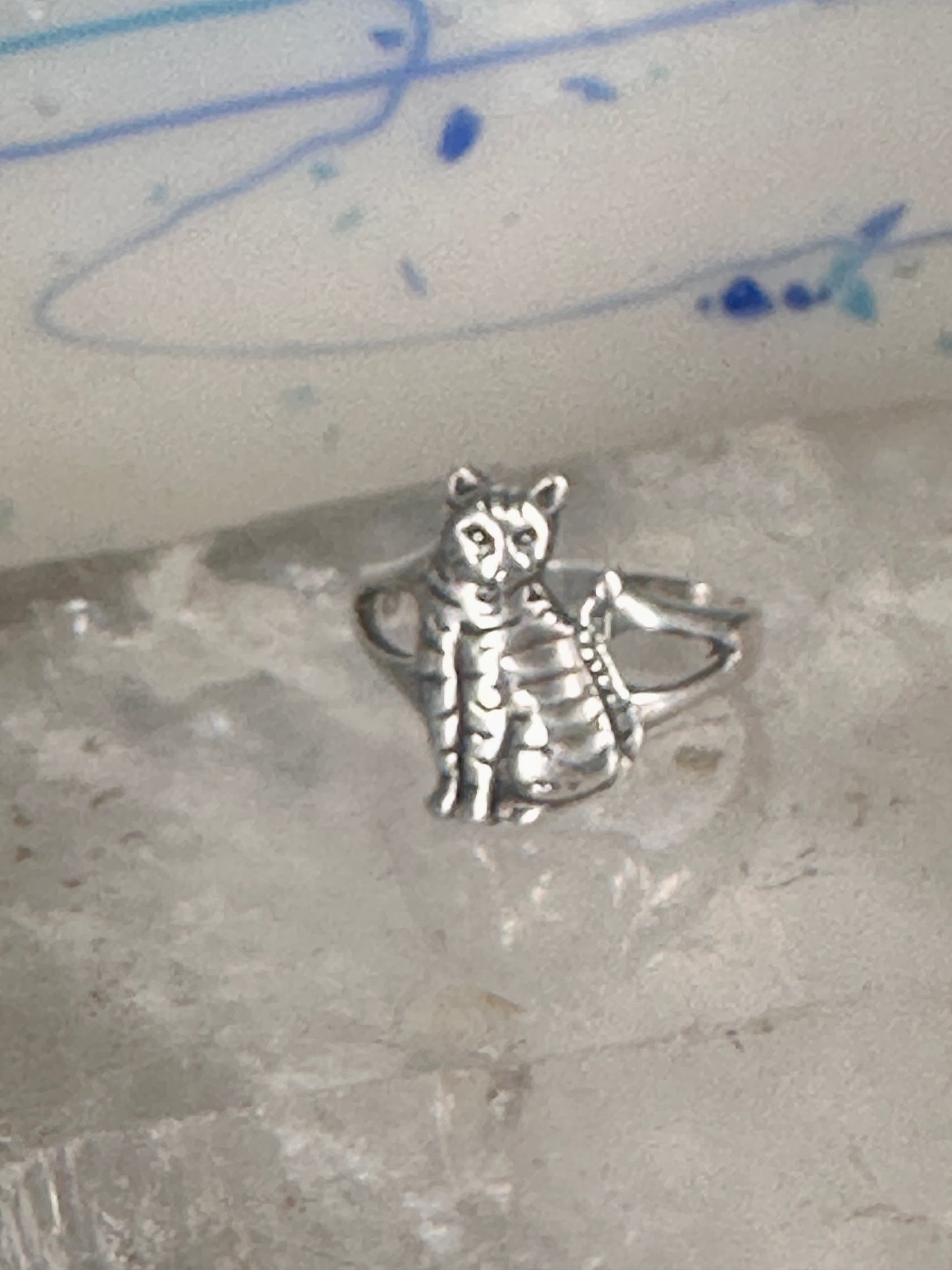 Cat ring band size 6.75 sterling silver women girls