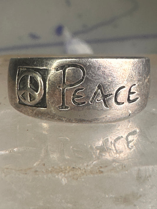 Peace ring Peace band Peace sign size 7.50 sterling silver women men