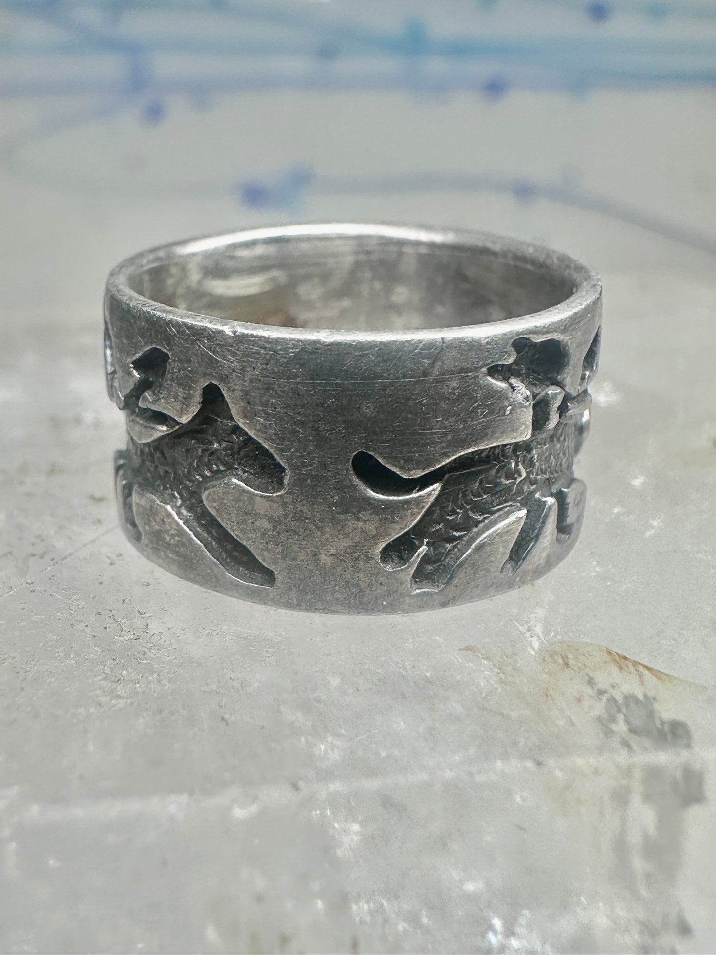 Horse ring storyteller Native American band size 5.5 sterling silver women