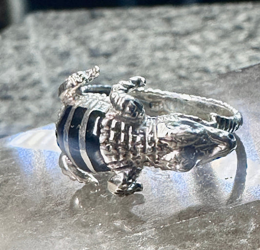 Lizard ring reptile gecko iguana band size 9 Sterling silver women men