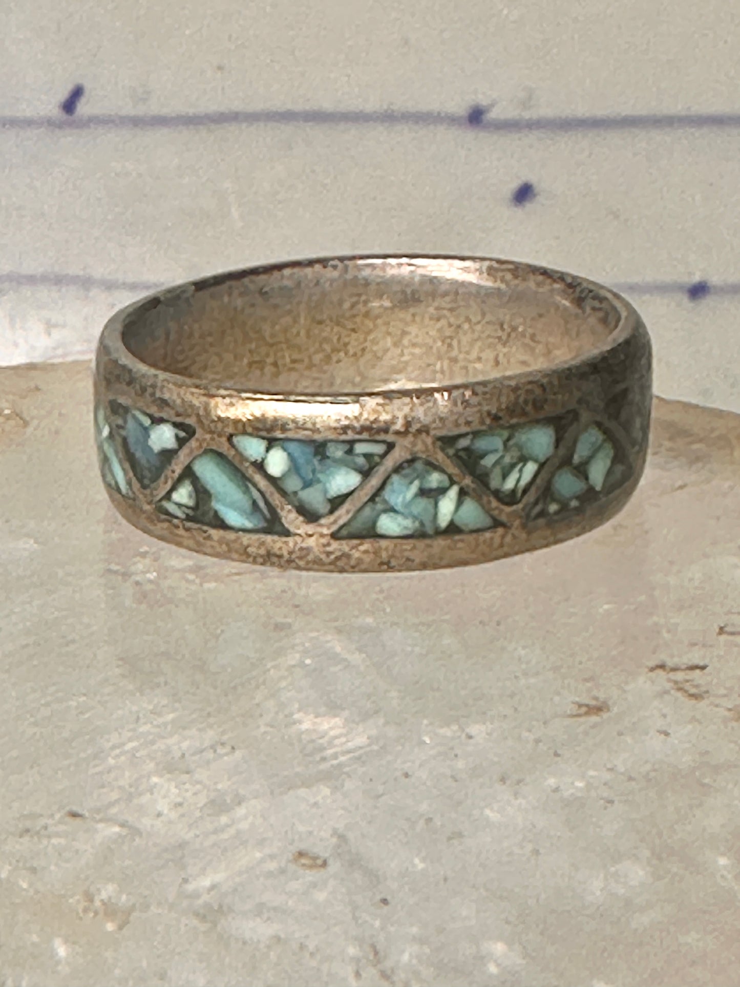 Zuni ring turquoise wedding band size 11.25 sterling silver women men