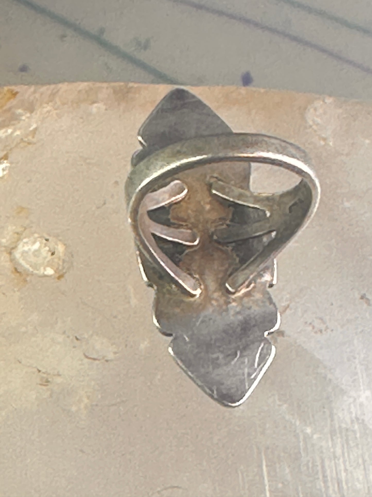 Navajo ring long turquoise size 7 sterling silver women