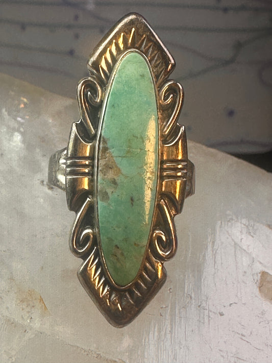 Navajo ring long turquoise size 8.25 sterling silver women