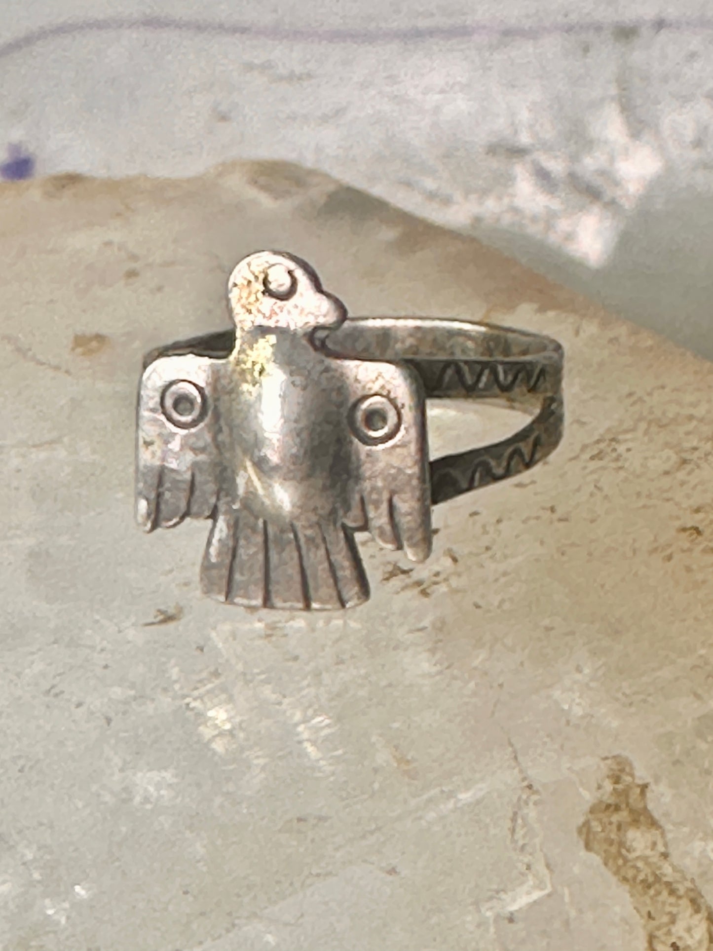 Phoenix ring Thunderbird Navajo band size 7.5 sterling silver women girls pinky