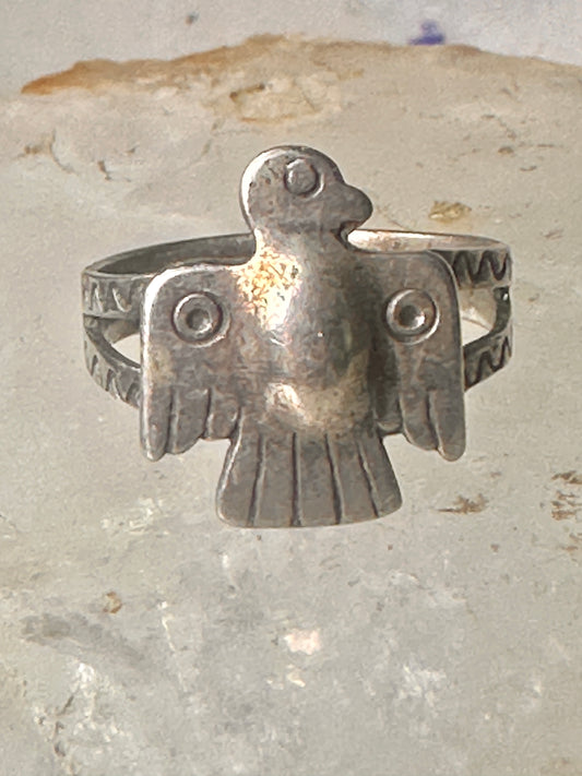 Phoenix ring Thunderbird Navajo band size 7.5 sterling silver women girls pinky