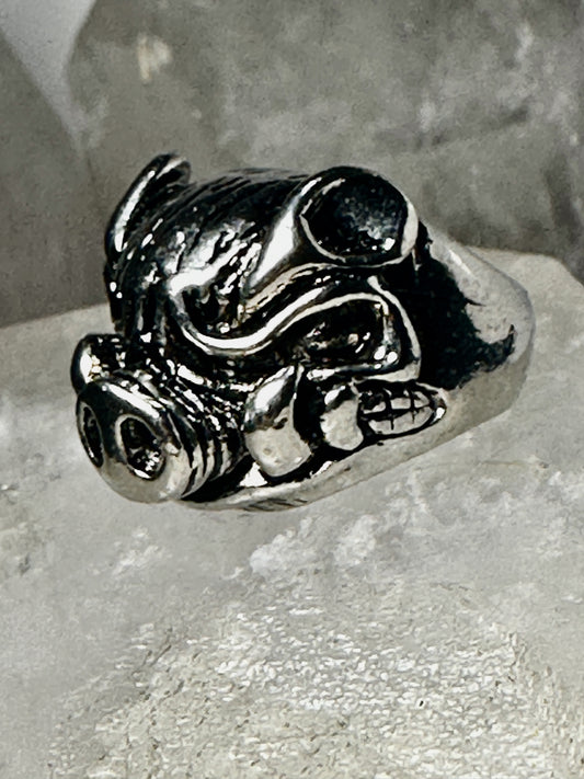 Pig ring Hog Heavy band biker Size 8.25 Sterling Silver women men