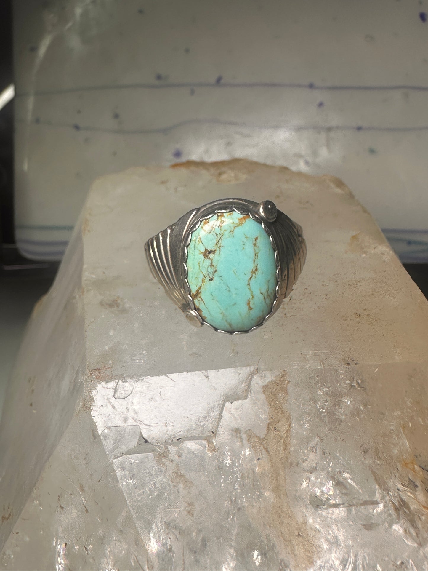 Navajo ring turquoise band size 13.5 sterling silver women men