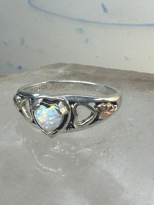 Black Hills Gold ring heart love Valentine size 5.75 sterling silver 12K women