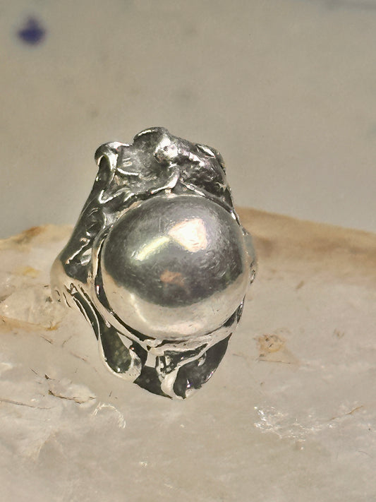 Art Deco ring ball orb band size 4.50 sterling silver women girls pinky